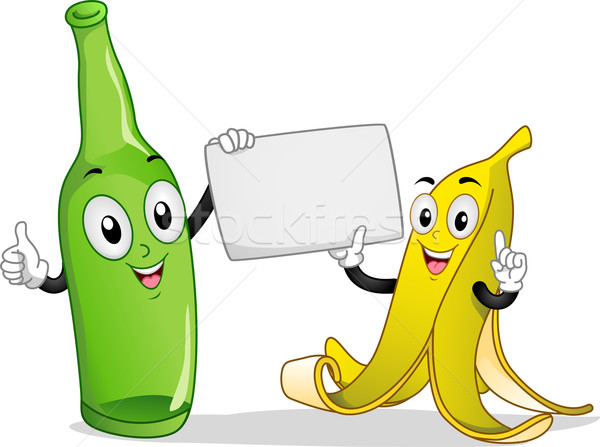 Banana and Bottle Mascot Stock photo © lenm