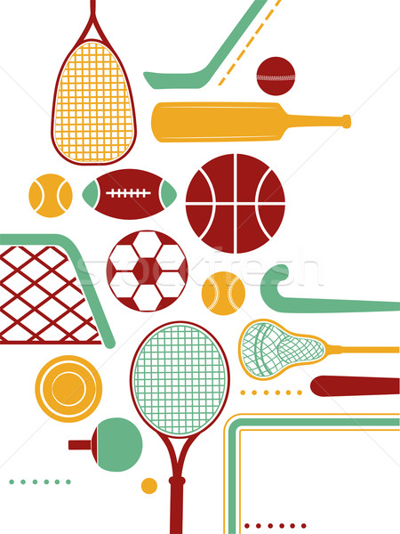 Sportfelszerelés illusztráció különböző kosárlabda háttér jégkorong Stock fotó © lenm