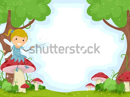 Fairies Hovering Over Mushrooms Stock photo © lenm