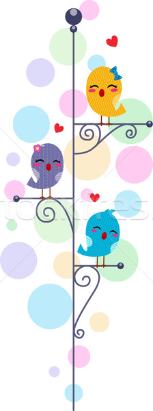 Ilustrare fericit păsări animale romantism clipart Imagine de stoc © lenm
