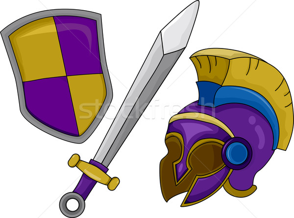 Gladiator Helmet Shield and Sword Stock photo © lenm