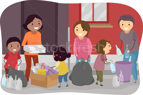 Família desperdiçar ilustração famílias lixo juntos Foto stock © lenm