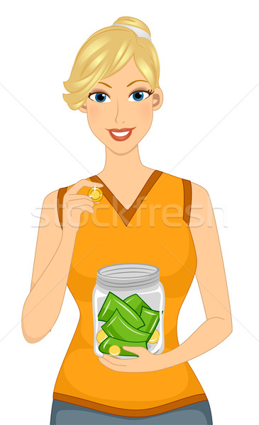 Money Jar Girl Stock photo © lenm