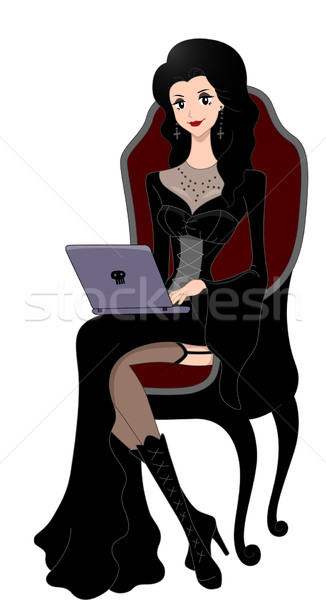 Gothic Girl Laptop Stock photo © lenm