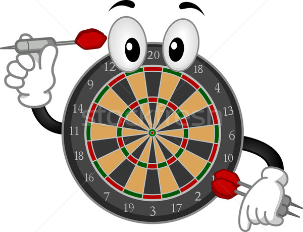 Darts tábla kabala illusztráció tart darts sport Stock fotó © lenm