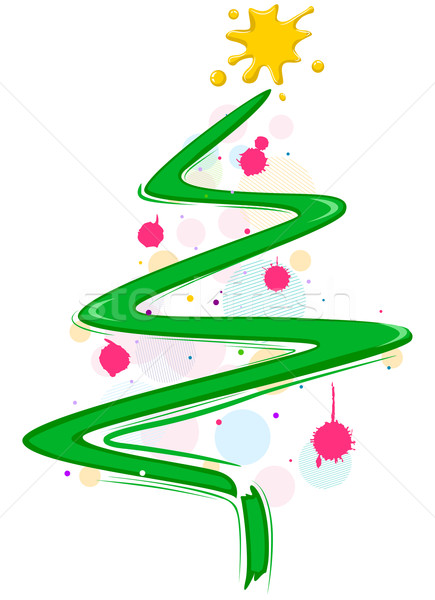 Karácsonyfa terv véletlenszerű festék ecsetvonások művészet Stock fotó © lenm