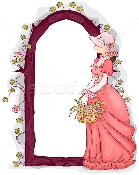 ère cadre illustration femme vêtements fleurs [[stock_photo]] © lenm