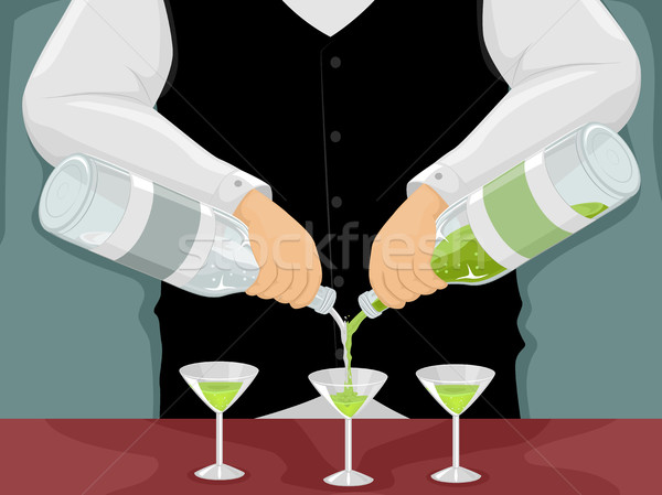 Mann Barkeeper Illustration männlich Arbeit Cocktail Stock foto © lenm