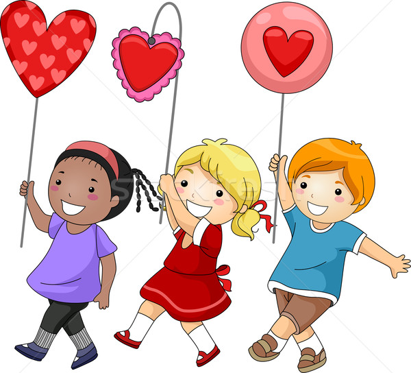 Valentin nap parádé illusztráció gyerekek lány gyerekek Stock fotó © lenm