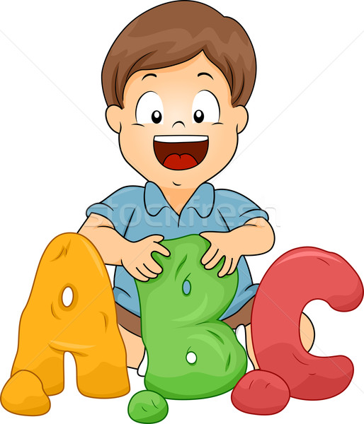 Mały chłopca litery glina ilustracja dziecko Zdjęcia stock © lenm