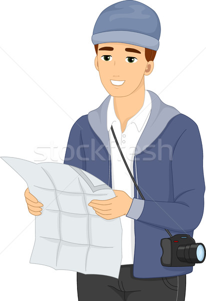 Mann touristischen Karte Illustration männlich Referenz Stock foto © lenm