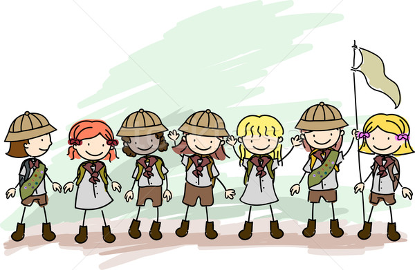 Menina rabisco ilustração criança grupo criança Foto stock © lenm
