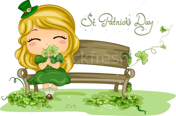 Kid Shamrock illustration fille enfant [[stock_photo]] © lenm