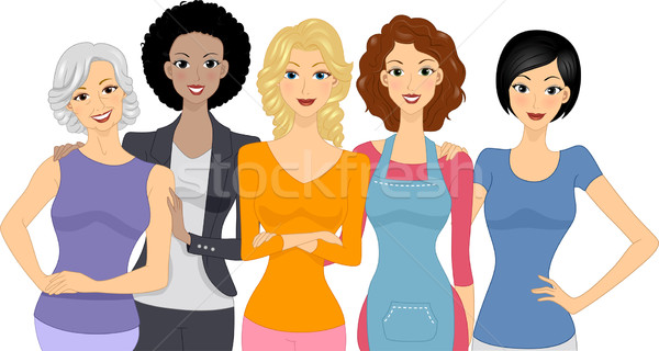 Grup femei ilustrare fată echipă Imagine de stoc © lenm