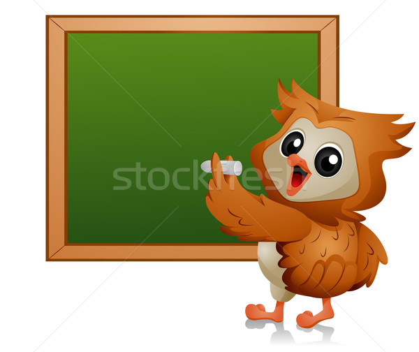 Baykuş öğrenci yazı tahta öğretmen Stok fotoğraf © lenm