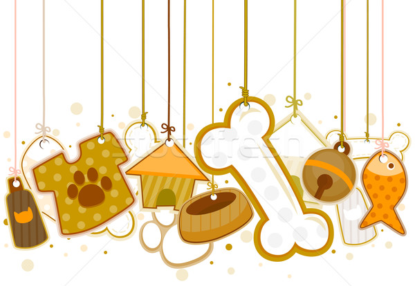 Díszállat tárgyak vágási körvonal kutya macska terv Stock fotó © lenm