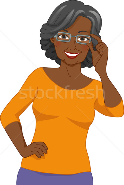 Black Senior Woman Eyeglasses Stock photo © lenm