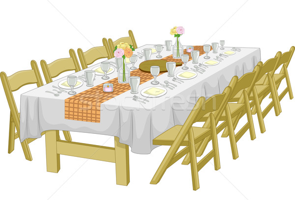Kötetlen asztal illusztráció próba vacsora esküvői fogadás Stock fotó © lenm