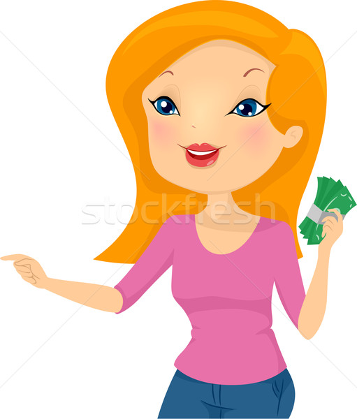 Girl Holding Money Stock photo © lenm