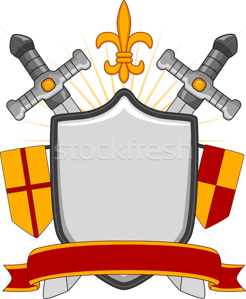 Medieval escudo bandeira ilustração projeto vermelho Foto stock © lenm