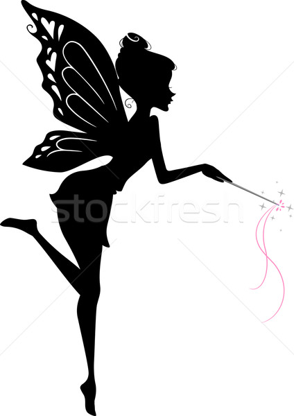 Zână siluetă ilustrare femeie negru Imagine de stoc © lenm