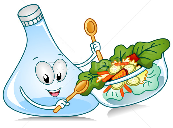 Slasaus illustratie karakter kom salade voedsel Stockfoto © lenm
