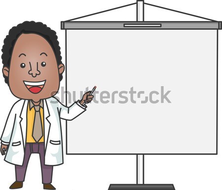 Dziewczyna lekarza prezentacji ilustracja lab coat pracy Zdjęcia stock © lenm