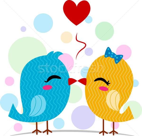Küssen Illustration Paar Tiere Romantik Stick Stock foto © lenm