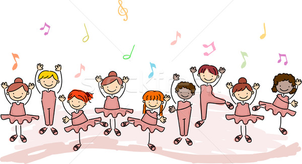 Stockfoto: Kinderen · oefenen · ballet · illustratie · kinderen · meisje