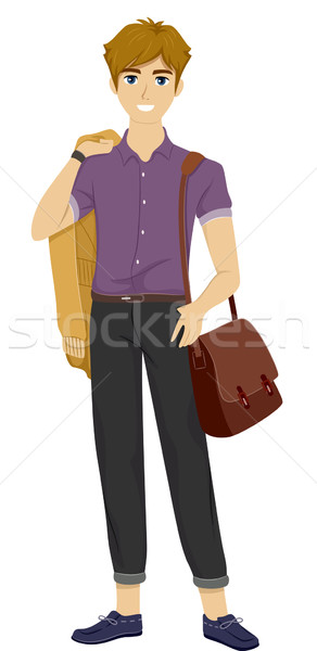 Férfi fashionista illusztráció tinédzser visel trendi Stock fotó © lenm