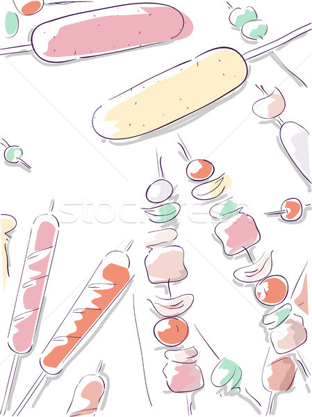 Hotdog Kebab Doodle Sketch Stock photo © lenm