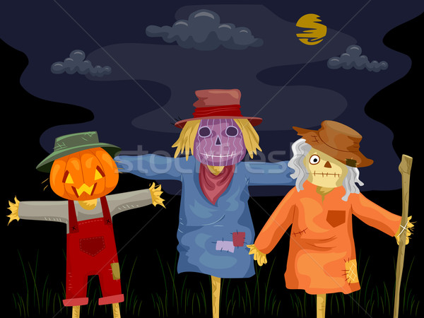 Halloween örnek ürpertici dizayn gece çiftlik Stok fotoğraf © lenm