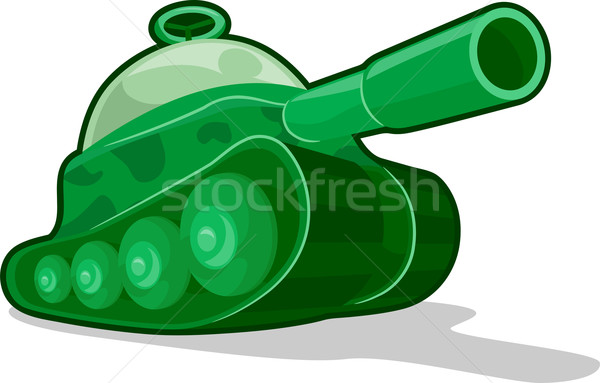 Stockfoto: Speelgoed · tank · illustratie · groene · militaire · kinderen