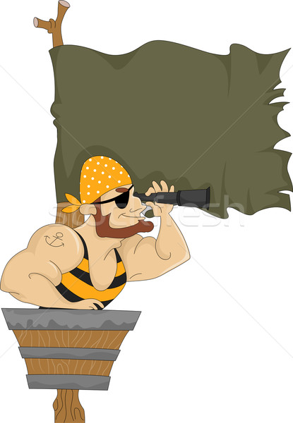 пиратских гнезда флаг иллюстрация мужчины морем Сток-фото © lenm