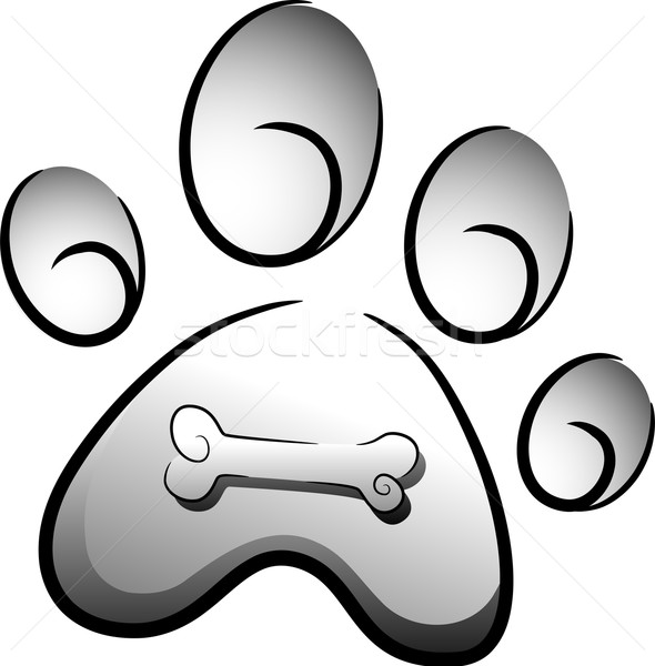 собака лапа икона иллюстрация черно белые Сток-фото © lenm