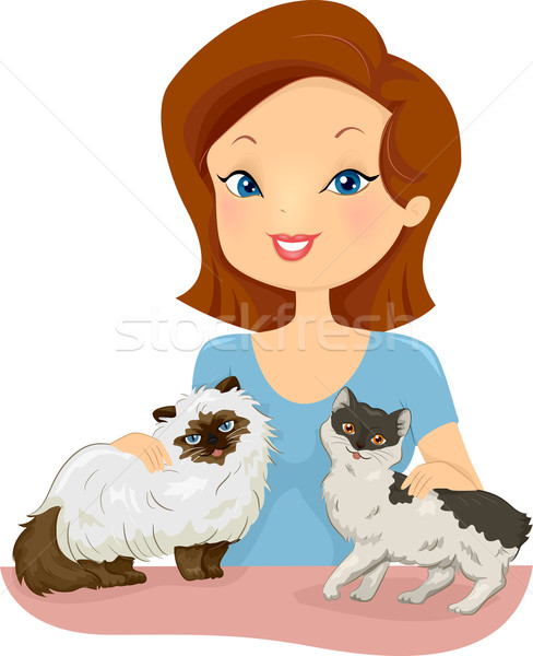 Cat Loving Woman Stock photo © lenm