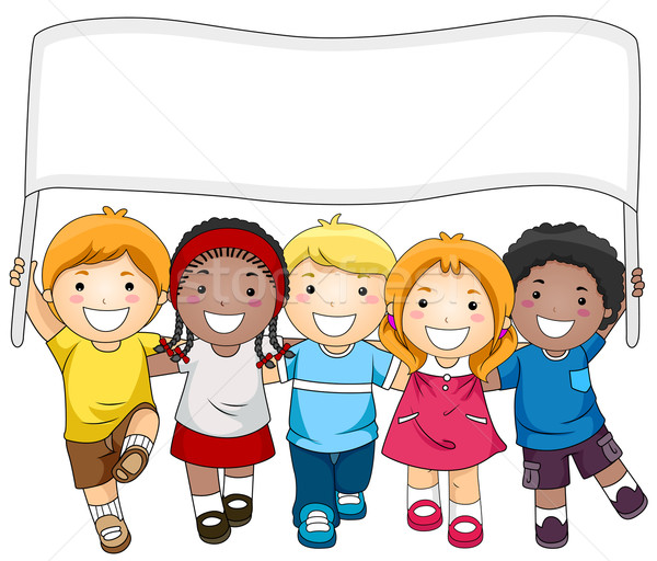 Crianças bandeira pequeno grupo menina crianças Foto stock © lenm