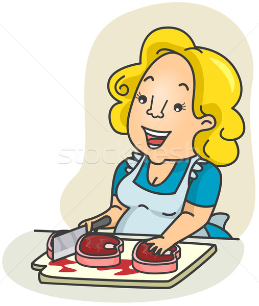 Hús illusztráció nő tapsolás konyha női Stock fotó © lenm