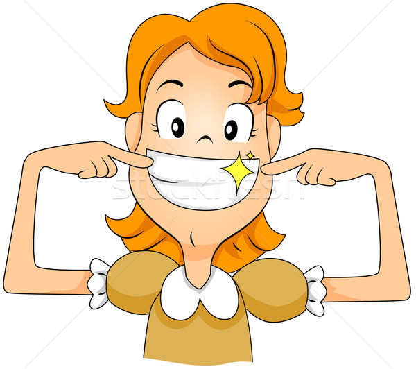 Белые зубы иллюстрация девочку белый Сток-фото © lenm