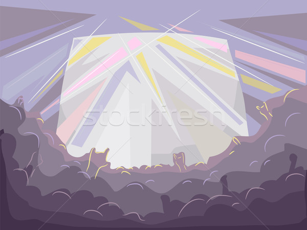 Etapă concert mulţime ilustrare siluete audienţă Imagine de stoc © lenm