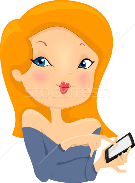 Girl Holding a Touch Screen Mobile Phone Stock photo © lenm