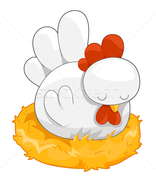 Bonitinho galinha ninho pássaro desenho animado Foto stock © lenm