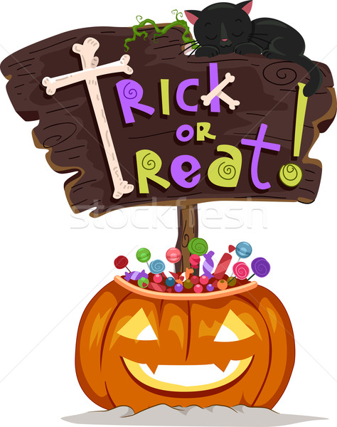 Streich Halloween Illustration Sprichwort Sitzung Stock foto © lenm