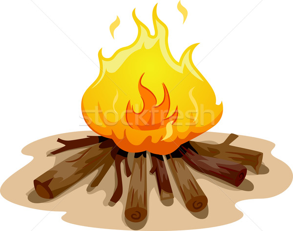 Camp feu illustration brûlant cartoon camping Photo stock © lenm