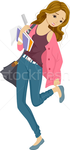 School Rush Girl Stock photo © lenm