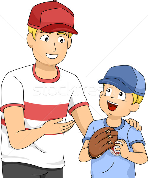 Stock foto: Baseball · Kleben · Illustration · Vater · wenig · Junge