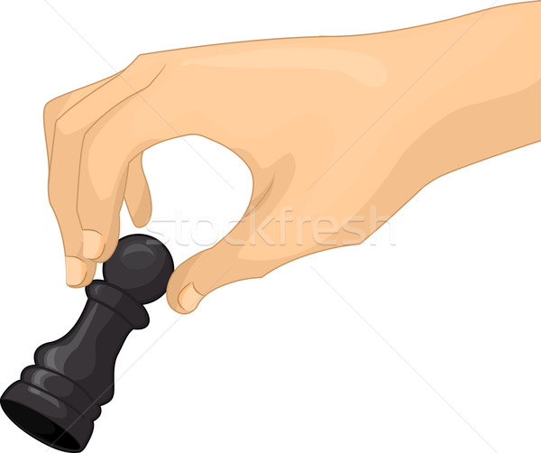 Stockfoto: Hand · pion · schaken · illustratie · persoon