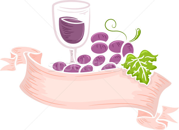 Wine Grapes Ribbon Label Stock photo © lenm