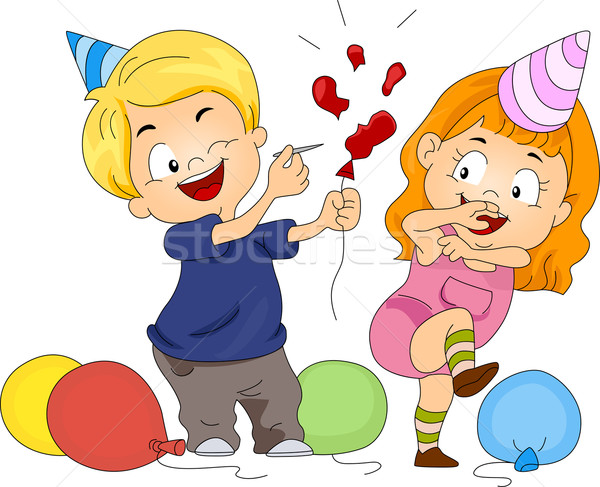 Geburtstag Ballon Pop Illustration Junge Piercing Stock foto © lenm