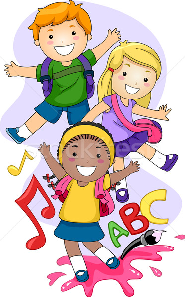 Crianças ilustração crianças brincando música escolas Foto stock © lenm